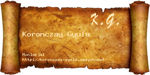 Koronczay Gyula névjegykártya